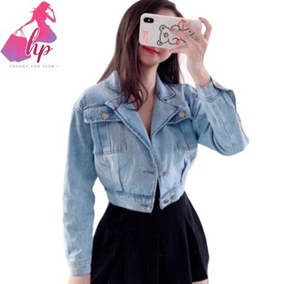 áo khoác jean nữ lửng cao cấp dáng ngắn cổ vest tay dài phong cách hàn quốc kiểu mới đẹp giá sỉ