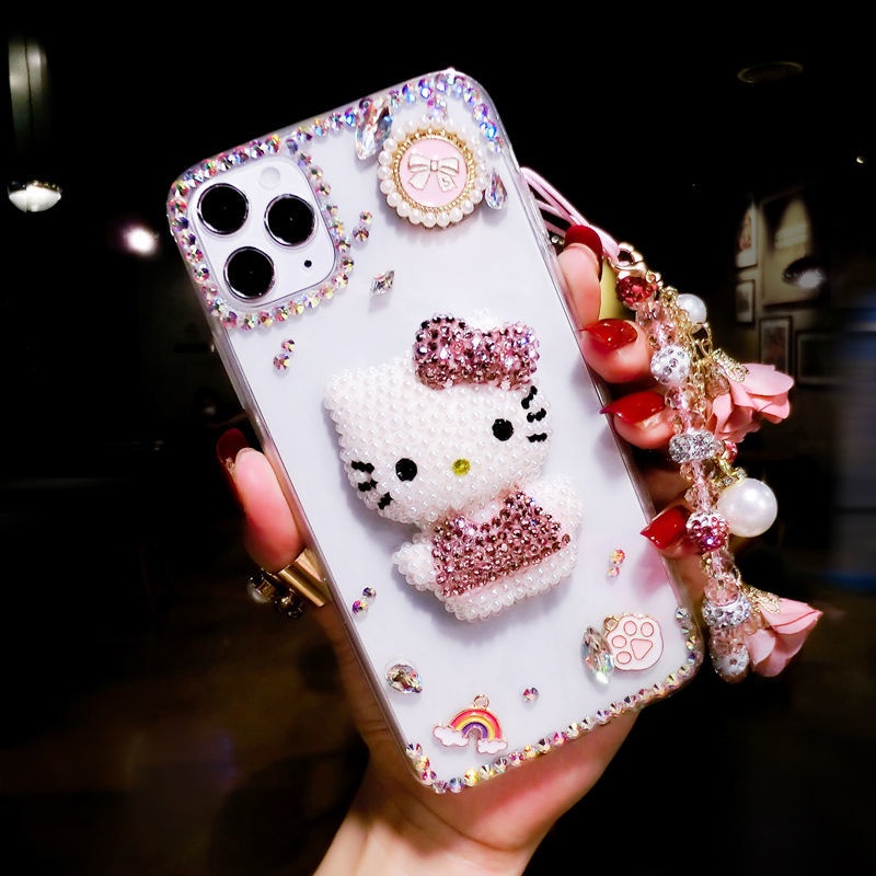 Ốp Điện Thoại Hình Mèo Kitty Đính Đá Cho Iphone 14Promax 12 11 13 XS XR 7 8 Plus Phone Case