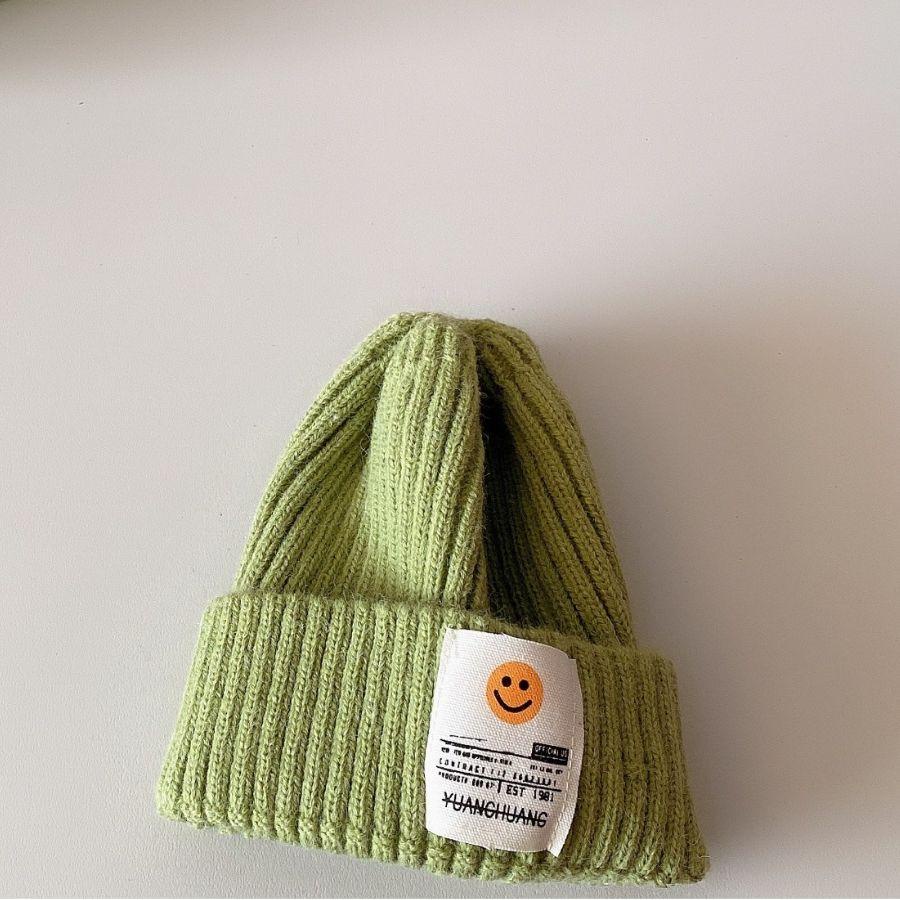 Mũ len beanie mác trắng mặt cười cho bé - M070