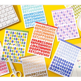 [ẢNH THẬT] Set 6 tấm sticker chữ cái alphabet và số dùng trang trí sổ tay, bullet journal