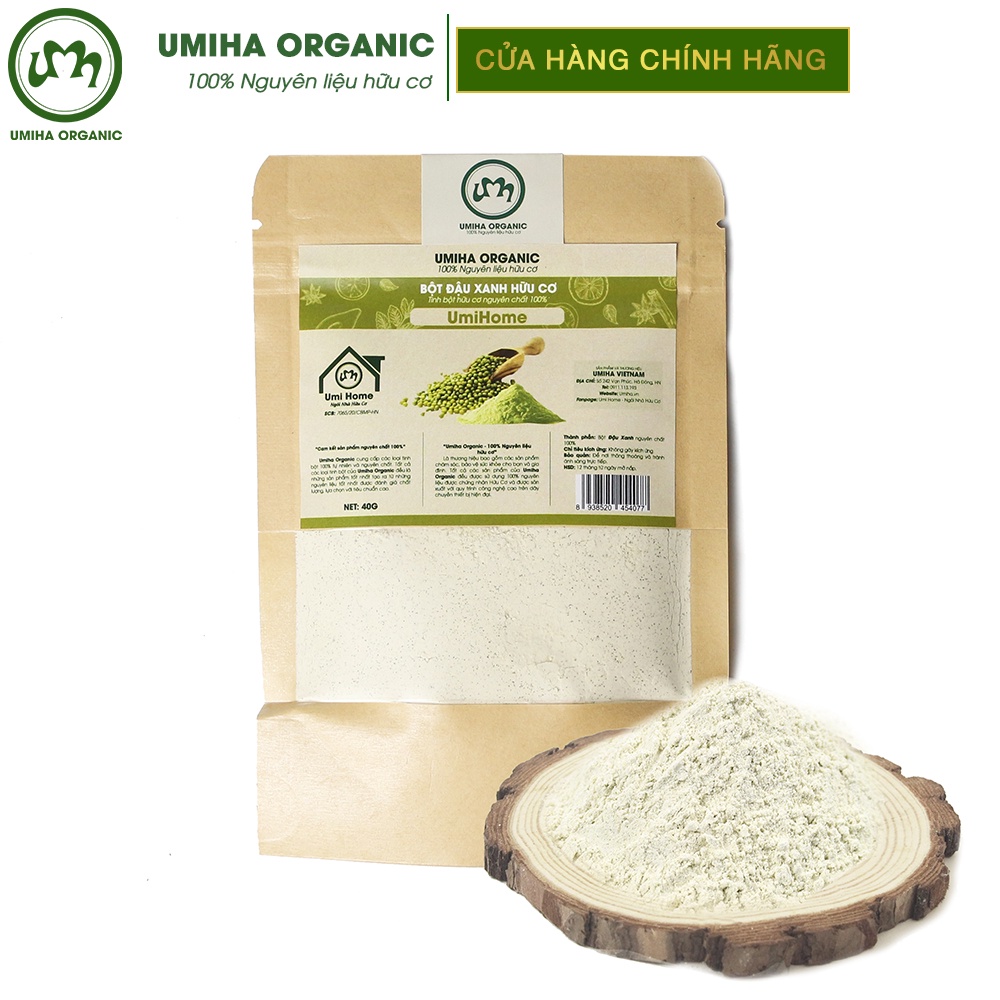 Bột Đậu Xanh đắp mặt nạ hữu cơ UMIHOME nguyên chất | Green bean powder 100% Organic 135G