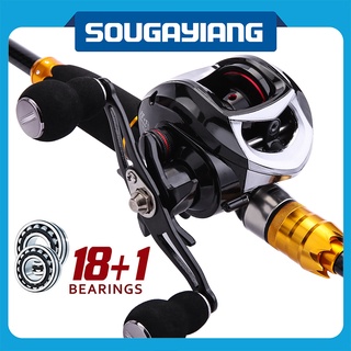 Sougayilang Baitcasting Reel 18+1BB Dual Brakes 7.4OZ Carbon Baitcaster Fishing Reel