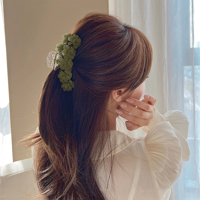 Kẹp Tóc Cỡ Lớn Hình Hoa Màu Xanh Lá Phong Cách Hàn Quốc Dễ Thương Thời Trang Cho Nữ