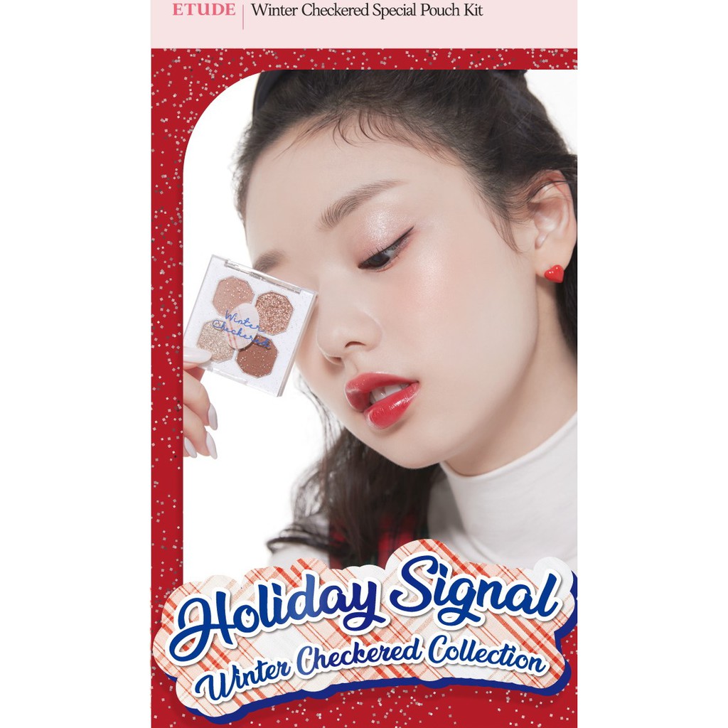 Phấn mắt ETUDE 4 ô màu Winter Checkered Special Pouch Kit (1.2g*4ea + 1 túi nhung đỏ)