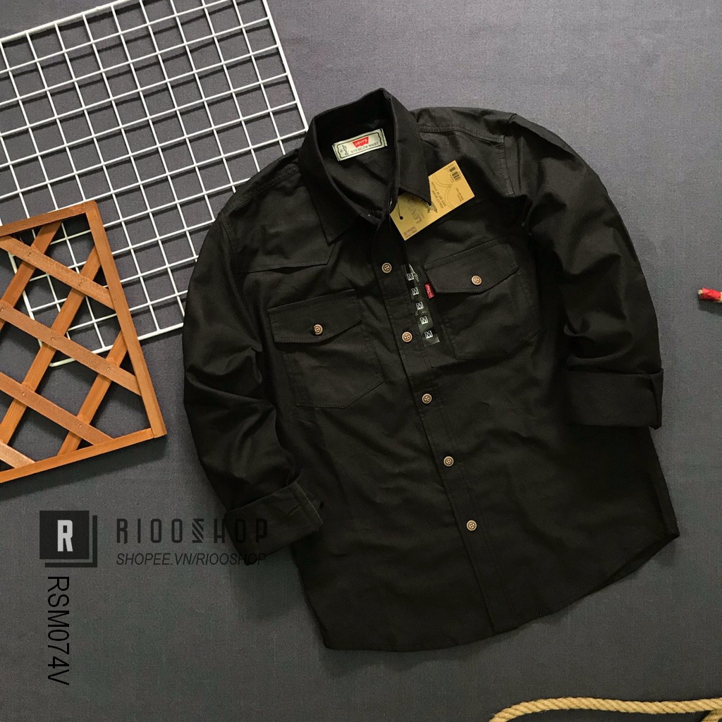 Áo sơ mi nam tay dài hai túi ngực thủy thủ cao cấp RSM074 | BigBuy360 - bigbuy360.vn