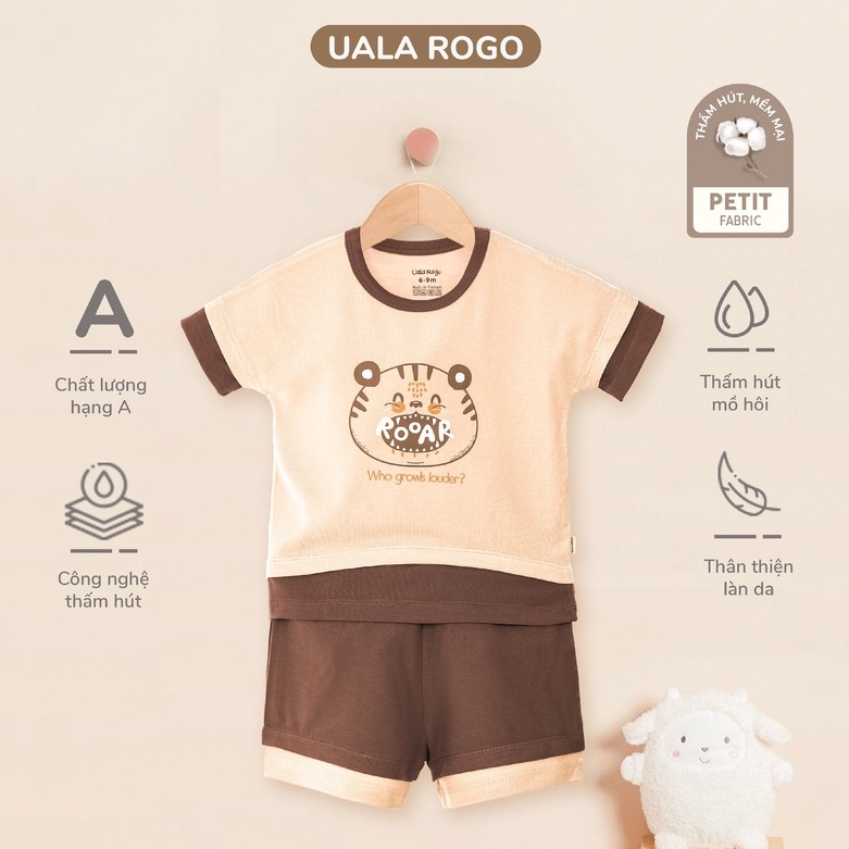 Quần áo bé trai Ualarogo 6  tháng - 4 tuổi vải Petit cộc tay thấm hút thoáng mát cổ tròn mặc hè 2247