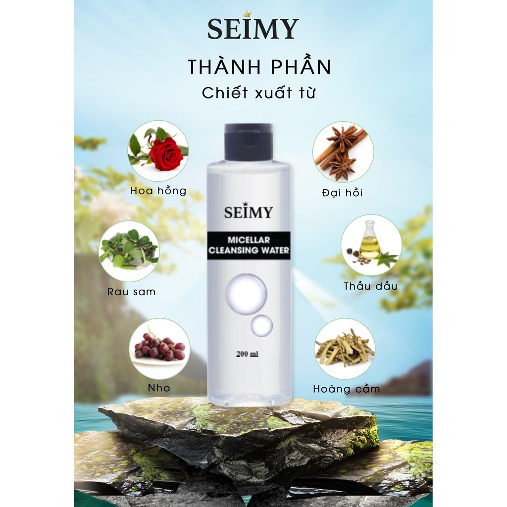 Nước tẩy trang Seimy - Micellar Cleansing Water làm sạch da, trẻ hóa làn da, căng bóng, mềm mịn