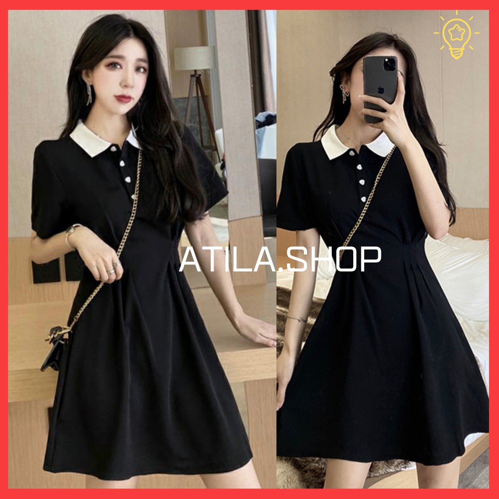 Váy nữ , váy nữ dáng chữ A polo cổ bẻ trẻ trung năng động phong cách hiện đại ATILA SHOP.