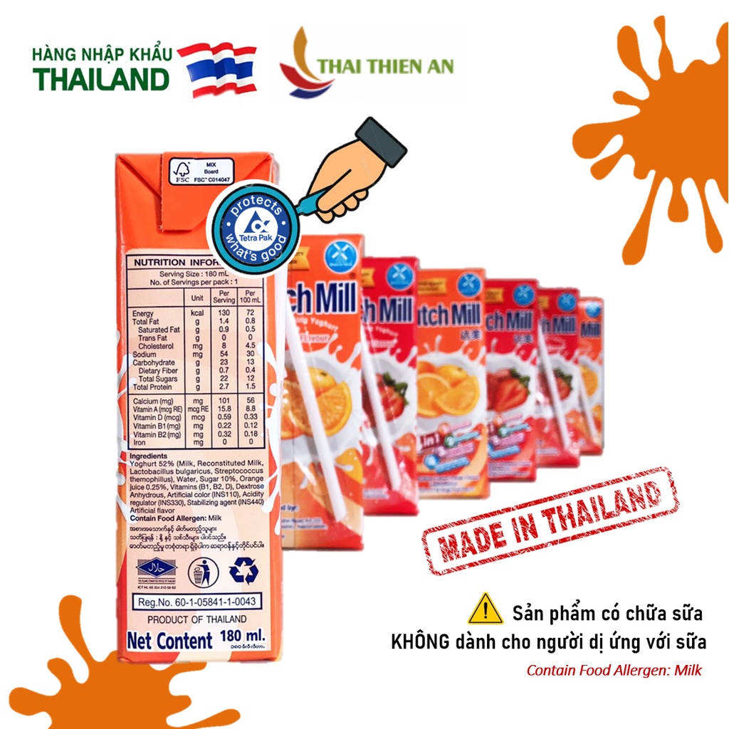 Sữa chua BrightWin F4 phim Vườn Sao Băng Thái Lan sữa chua uống tiệt trùng vị cam Dutch Mill orange