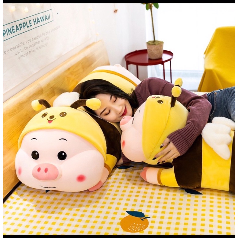 Gấu Bông Lợn Biến Hình Ong Dễ Thương Heo Ong Nhồi Bông Cute Size Lớn, Gấu bông heo Cosplay, Gối ôm h