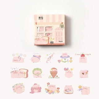 Hộp sticker 45 tấm cute dùng để trang trí sổ, đồ dùng...