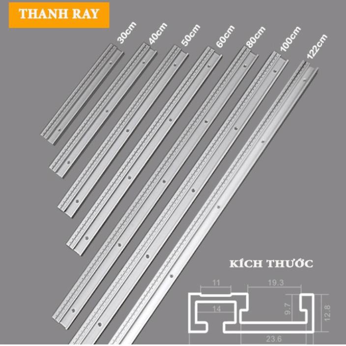 Thanh ray trượt nhôm lắp ráp bàn cưa cắt gỗ loại có in vạch số đo (DCG)