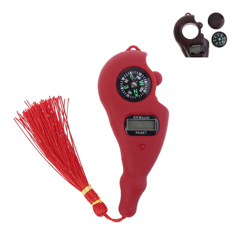 Máy đếm số lần tụng kinh bấm tay trang trí tua rua có la bàn và nút reset dùng khi thiền định giúp giảm căng thẳng