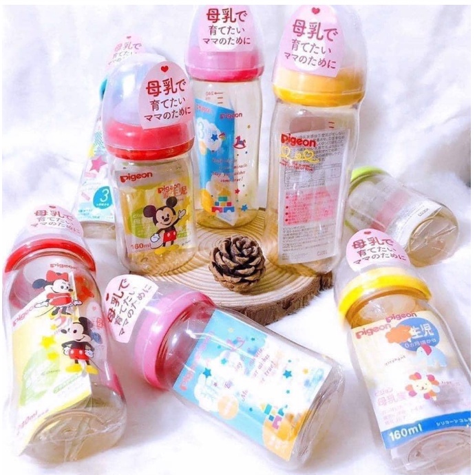 Bình Sữa Pigeon Cổ Rộng Cao Cấp 160ml/240ml - HÀNG NỘI ĐỊA NHẬT