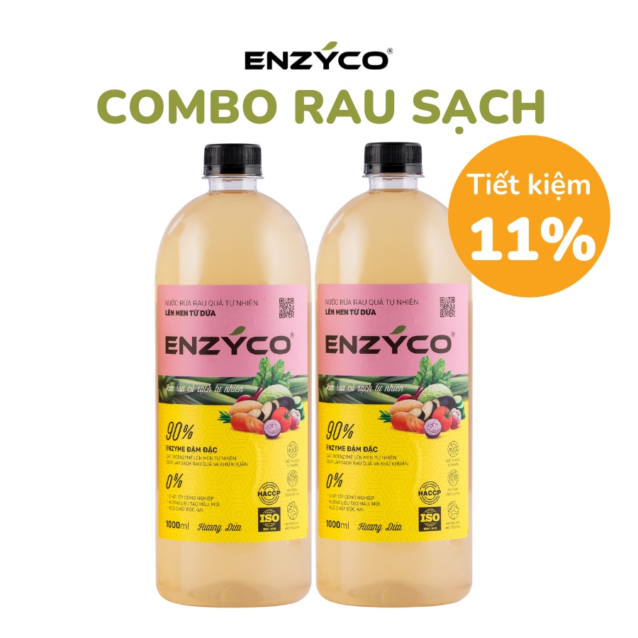 Combo 2 Nước Ngâm Rau Củ Quả Sinh Học ENZYCO Làm Sạch Thực Phẩm 100% Enzyme 1L