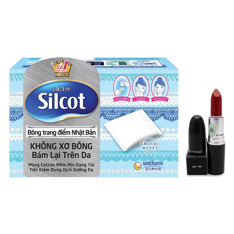 Combo Son MAC Ruby Woo + Bông Tẩy Trang Silcot