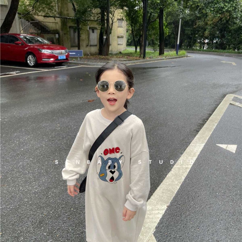 Đầm Sweater Tay Dài In Họa Tiết Hoạt Hình Phong Cách Nhật Bản Thời Trang Xuân Thu Cho Bé Gái