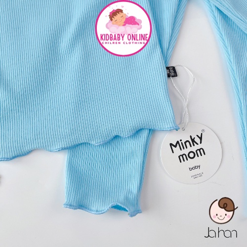 Bộ Đồ Dài Tay Bé Gái Minky Mom Vải Thun Gân Bèo Nhún Ngực, Đồ Bộ Cho Bé Gái Mặc Nhà Thu Đông Kidbabyonline K141