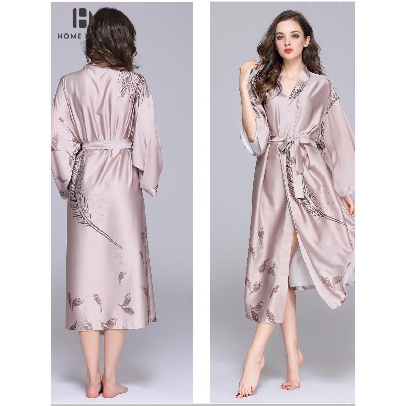 2021Áo choàng ngủ chất lụa dáng dài thời trang xuân thu quyến rũ cho nữ | BigBuy360 - bigbuy360.vn
