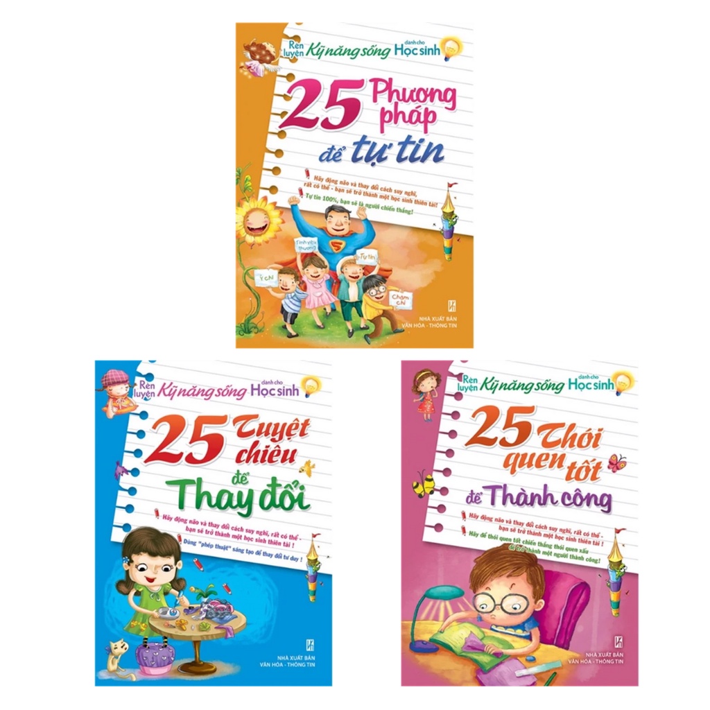 Sách: Combo 25 Phương Pháp Để Tự Tin (TB) + 25 Thói Quen Tốt Để Thành Công (TB) + 25 Tuyệt Chiêu Để Thay Đổi (TB)