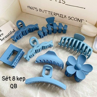 Set 8 chiếc kẹp tóc xanh dương