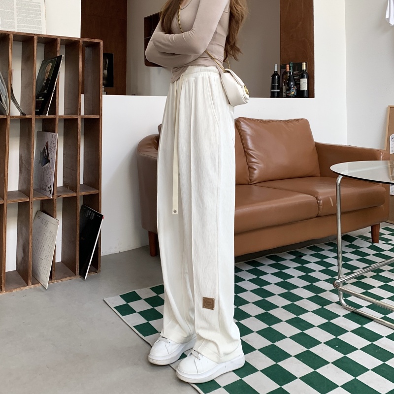 SUXI Quần Dài Lưng Cao Ống Rộng Màu Sắc Đơn Giản Thời Trang Mùa Thu Cho Nữ