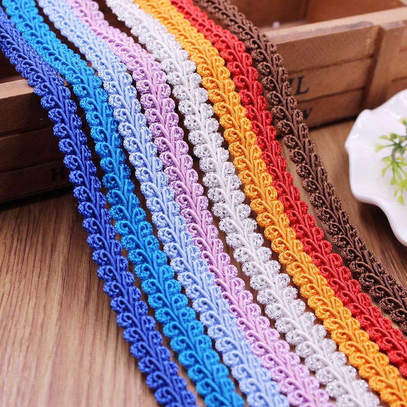 Ruy băng ren sợi dệt đường viền chéo cạnh xương cá 1cm, phụ kiện trang trí handmade