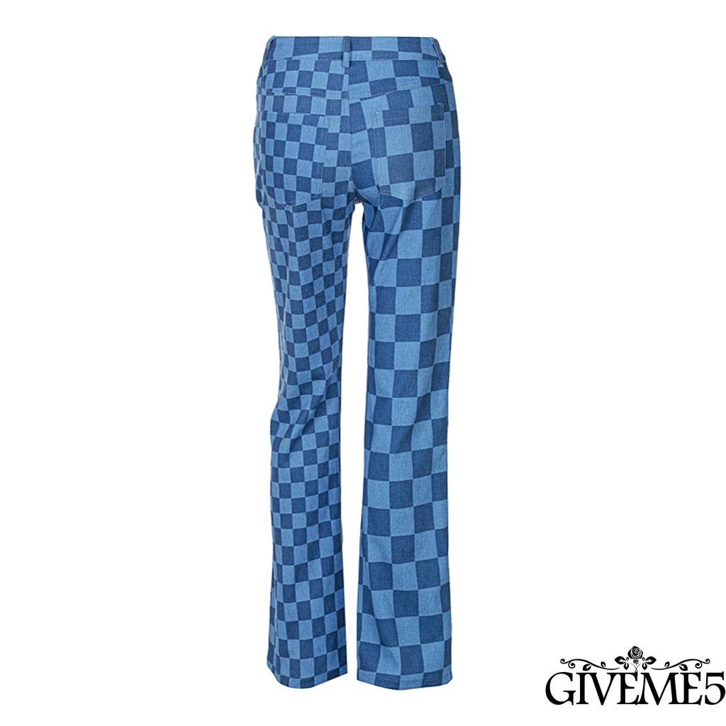 Quần Dài Nữ Ống Rộng Họa Tiết Caro Thời Trang Cá Tính