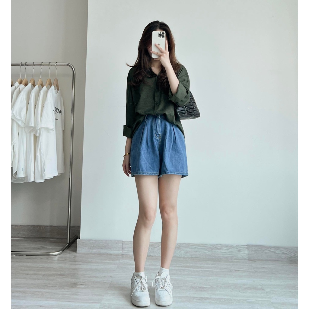 Sơ mi xanh lá nhãn thời trang nữ Miho house