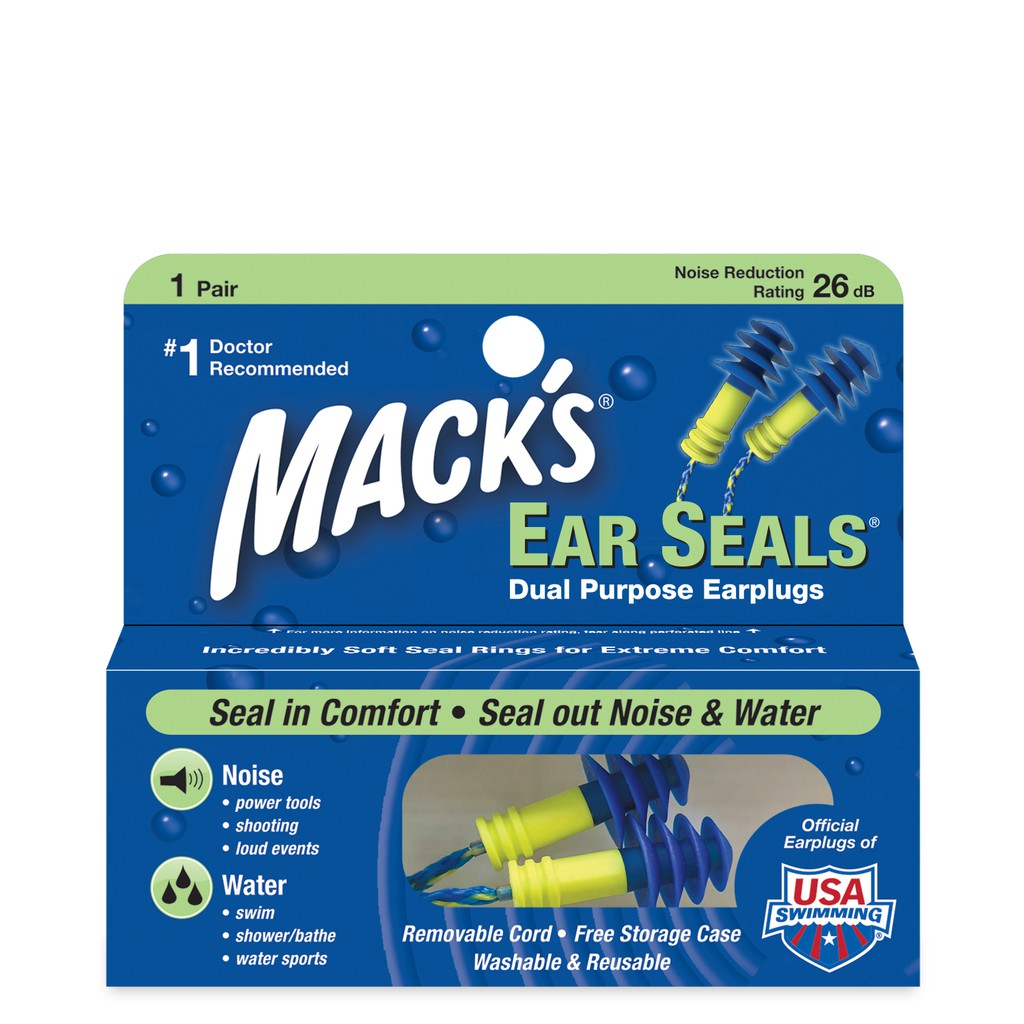 [Mã FAMALLT5 giảm 15% đơn từ 30k] Hộp 1 đôi nút bịt tai Mack’s Ear Seals 2 chức năng chống ồn,chống nước