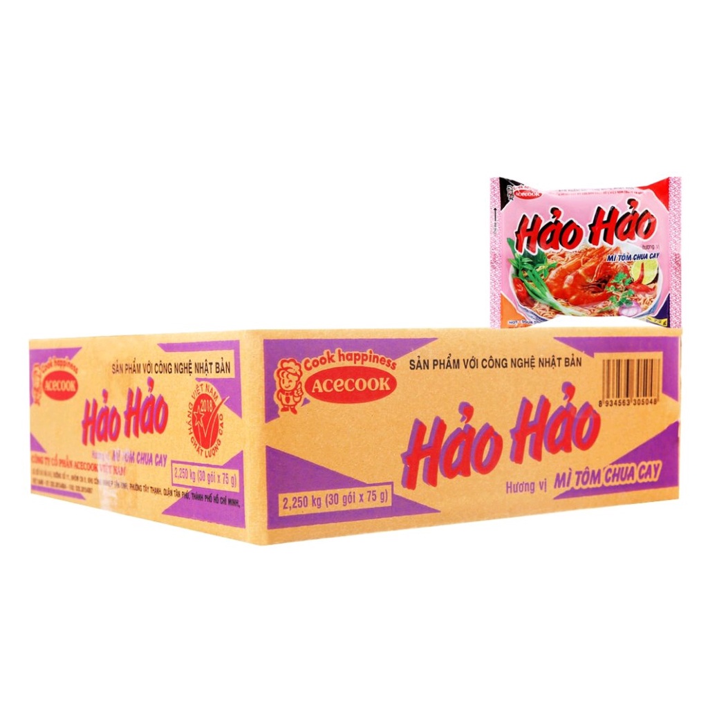 Thùng 30 gói mì Hảo Hảo tôm chua cay 75gr