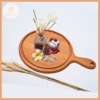 Thớt gỗ Decor BOMI - Thớt gỗ tròn gỗ gõ đỏ, gỗ dâu có tay cầm tiện dụng BOMK53