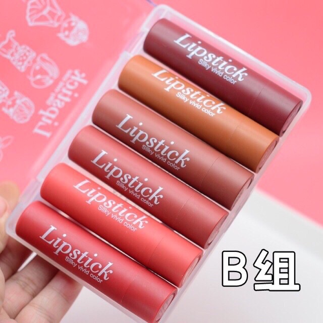 Set 6 Son Thỏi HengFang Lipstick Siiky Vivid Color Chính Hãng HengFang nội địa Trung