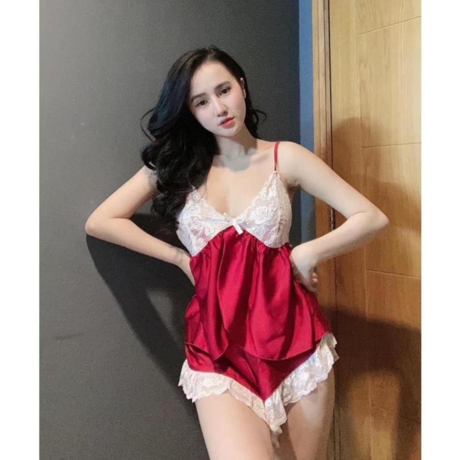 Đồ ngủ lụa🌺FreeShip🌺Set bộ đồ ngủ sexy 2 dây phối ren lai cực xinh lụa SATIN cao cấp, đồ ngủ freesize dưới 65kg | BigBuy360 - bigbuy360.vn