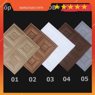 Xốp dán tường dán trần giả Da kt 60x60x0,8mm có 3mau trắng ,ghi, nâu với giá 17500