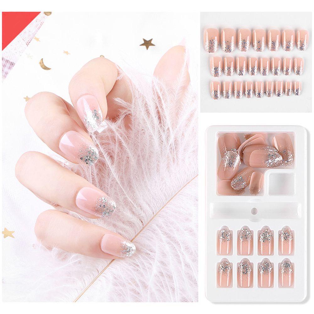 Bộ 24 Móng Tay Giả Ballerina Ngắn Che Phủ Toàn Diện Nhiều Màu Sắc