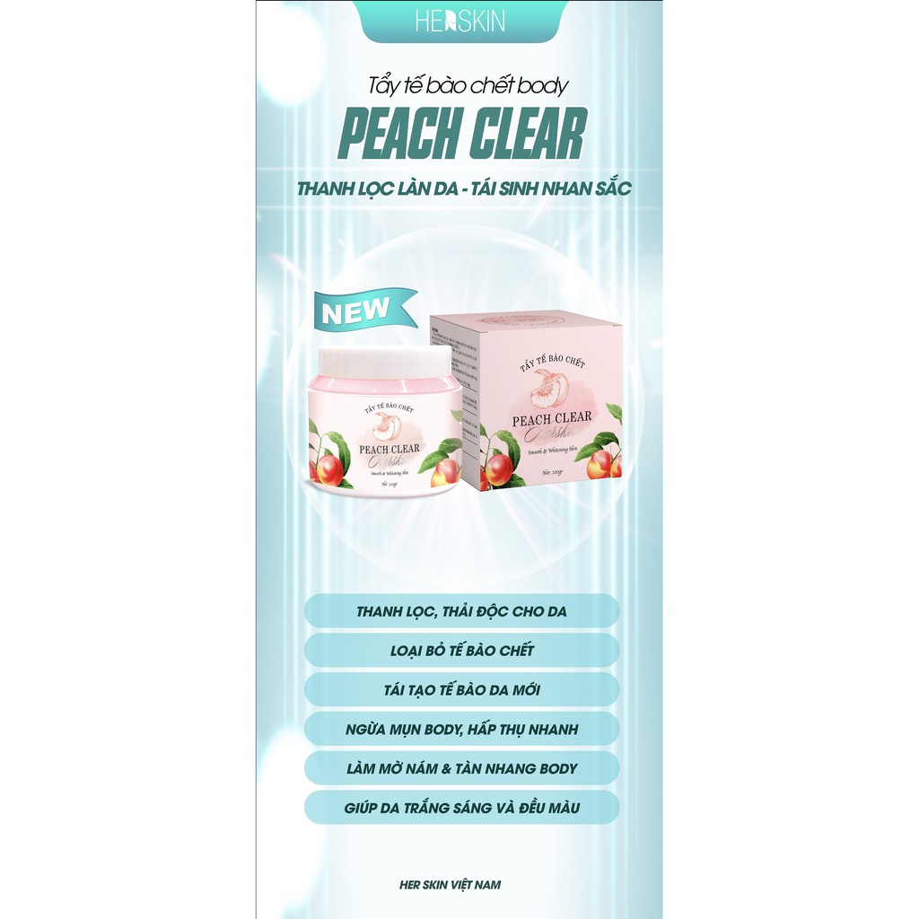 Tẩy da chết Đào toàn thân Body PEACH CLEAR đào cải thiện da viêm lông , sáng da loại bỏ da chết sần sùi,chống lão hóa da | BigBuy360 - bigbuy360.vn