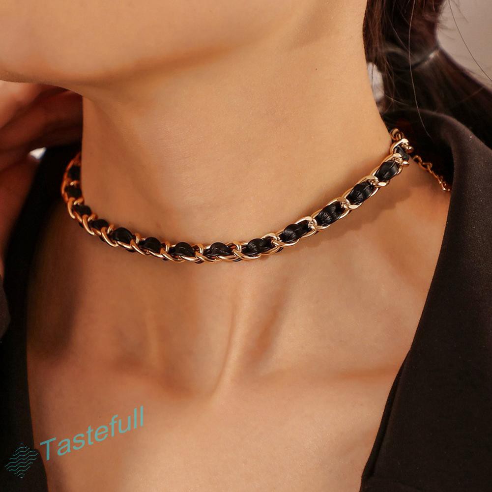 Vòng Cổ Choker Mini Làm Từ Da Pu Phong Cách Hiphop