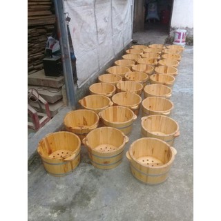 Chậu ngâm chân, chậu ngâm chân bằng gỗ thông cao cấp kèm hạt matxa
