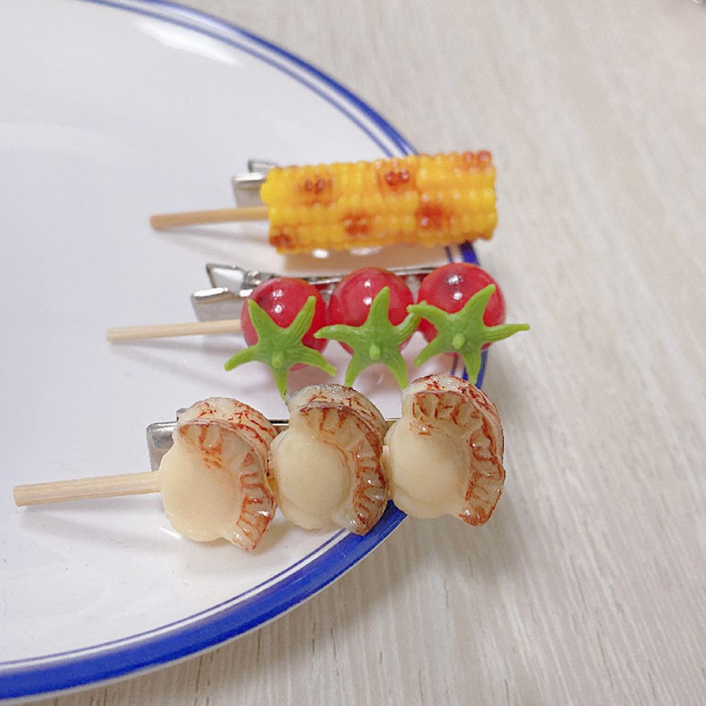 Kẹp tóc hình thịt nướng 3D thời trang dễ thương cho nữ