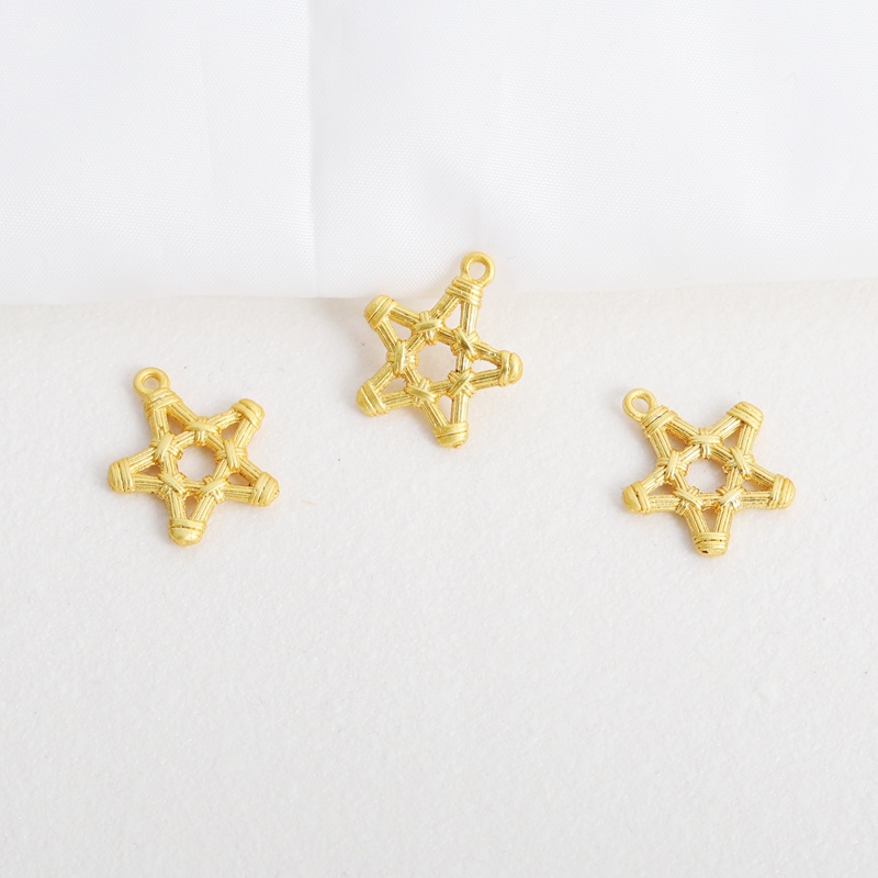 Mặt Dây Chuyền Hình Ngôi Sao Năm Cánh Bằng Đồng Mạ Vàng 18k 16mm Tự Làm Trang Sức