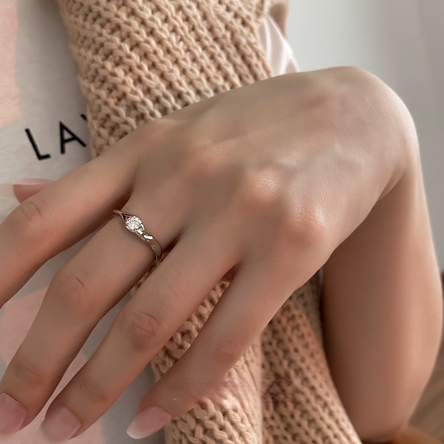 Nhẫn Hở Đính Đá Zircon Đơn Giản Thời Trang Có Thể Điều Chỉnh