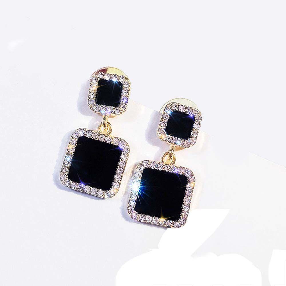 Khuyên Tai BERNARDO Màu Đen Sang Trọng|Đôi Khuyên Tai Hình Học Vuông Thời Trang Cho Nữ