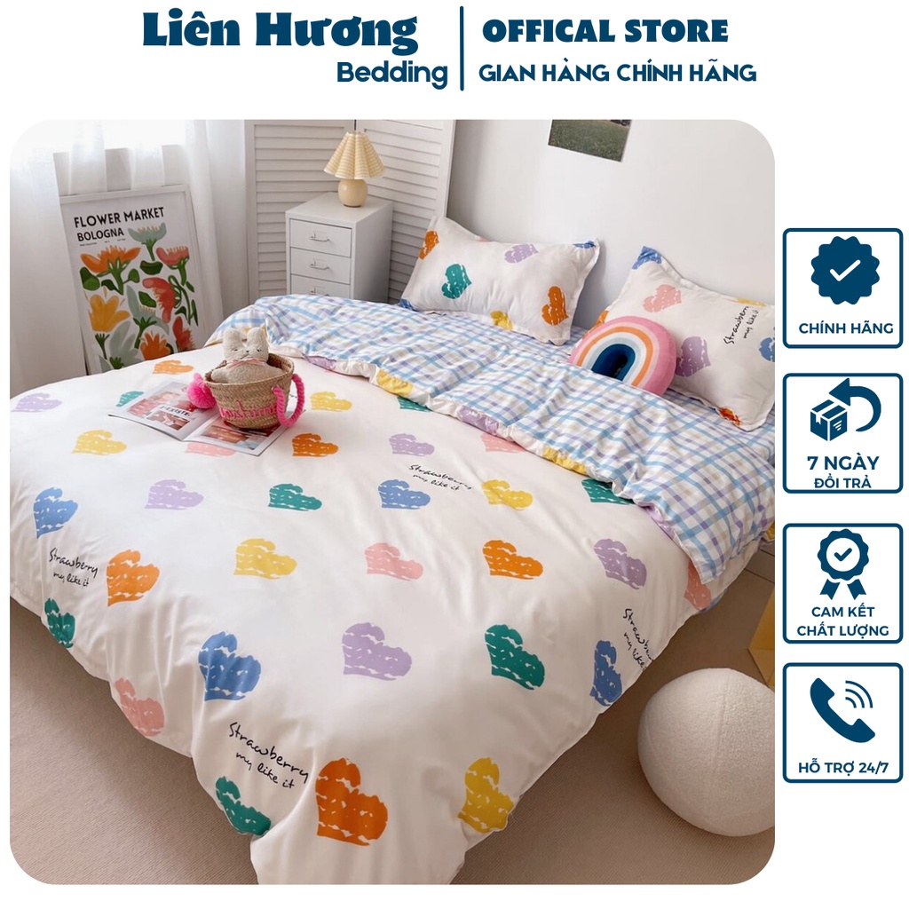Trọn Bộ 4 món chăn ga Cotton poly hàn quốc _nhập khẩu loại 1_dầy dặn đủ kích thước miễn phí bo chun