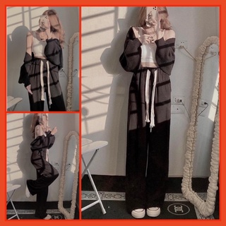 Quần Suông Dây Bản To Nữ [FREESHIP] 🌸 Culottes ống rộng dài màu đen, thun vintage cá tính Ulzzang 🌸