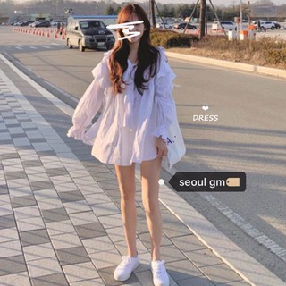 (ORDER) Áo sơ mi trắng babydoll cổ thắt nơ vai phối bèo tiểu thư đáng yêu Hàn Quốc điệu đà
