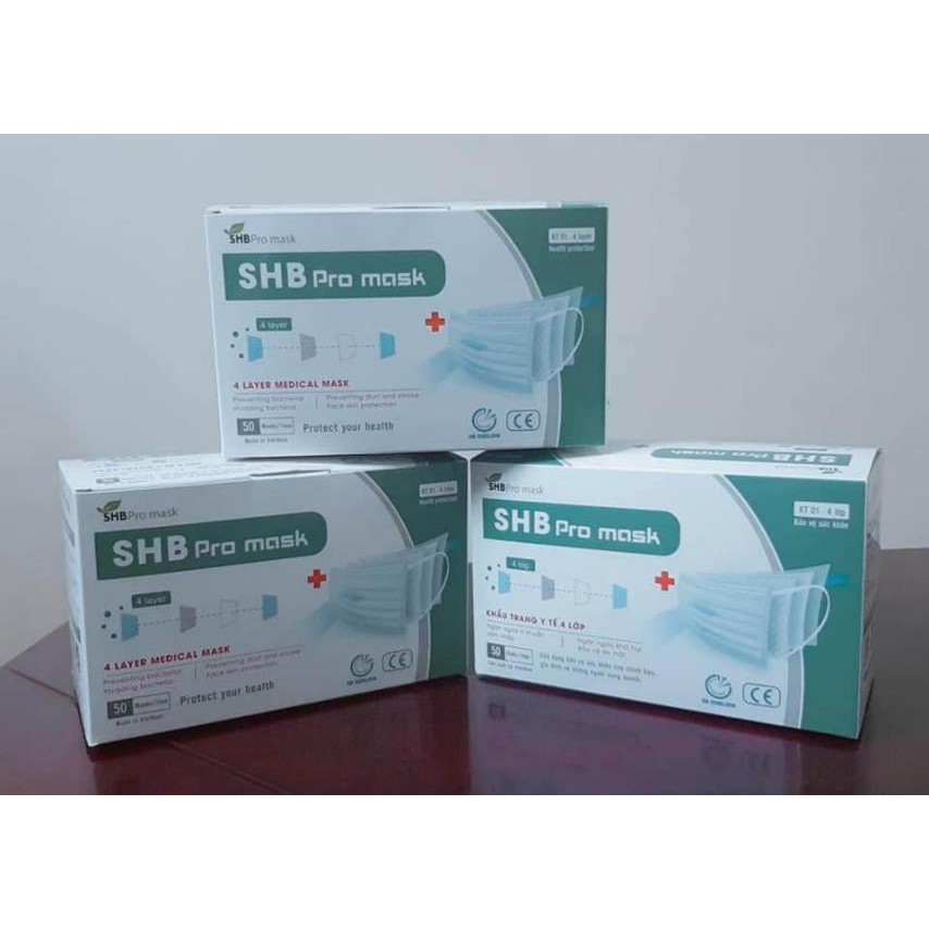 1 hộp Khẩu Trang Y Tế 4 lớp kháng khuấn SHB Pro mask 50 chiếc 1 Hộp)