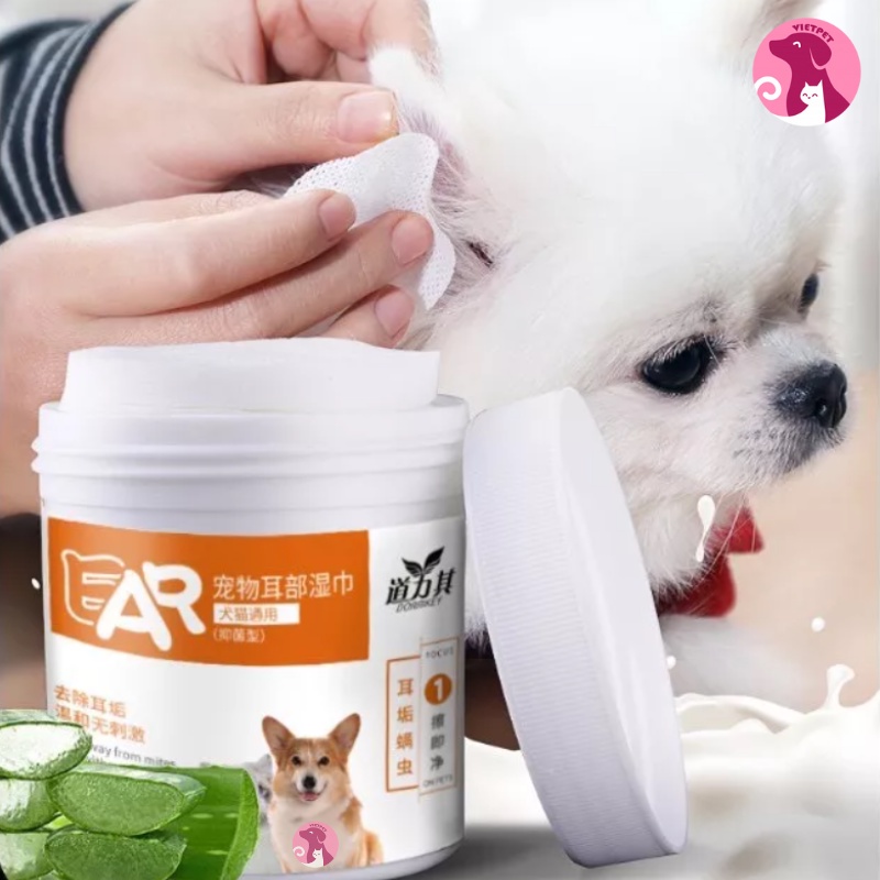 [1hộp 120 tờ] Khăn lau mắt chó mèo (Chính hãng) (Khăn ướt lau mắt, tai, mặt cho chó mèo)