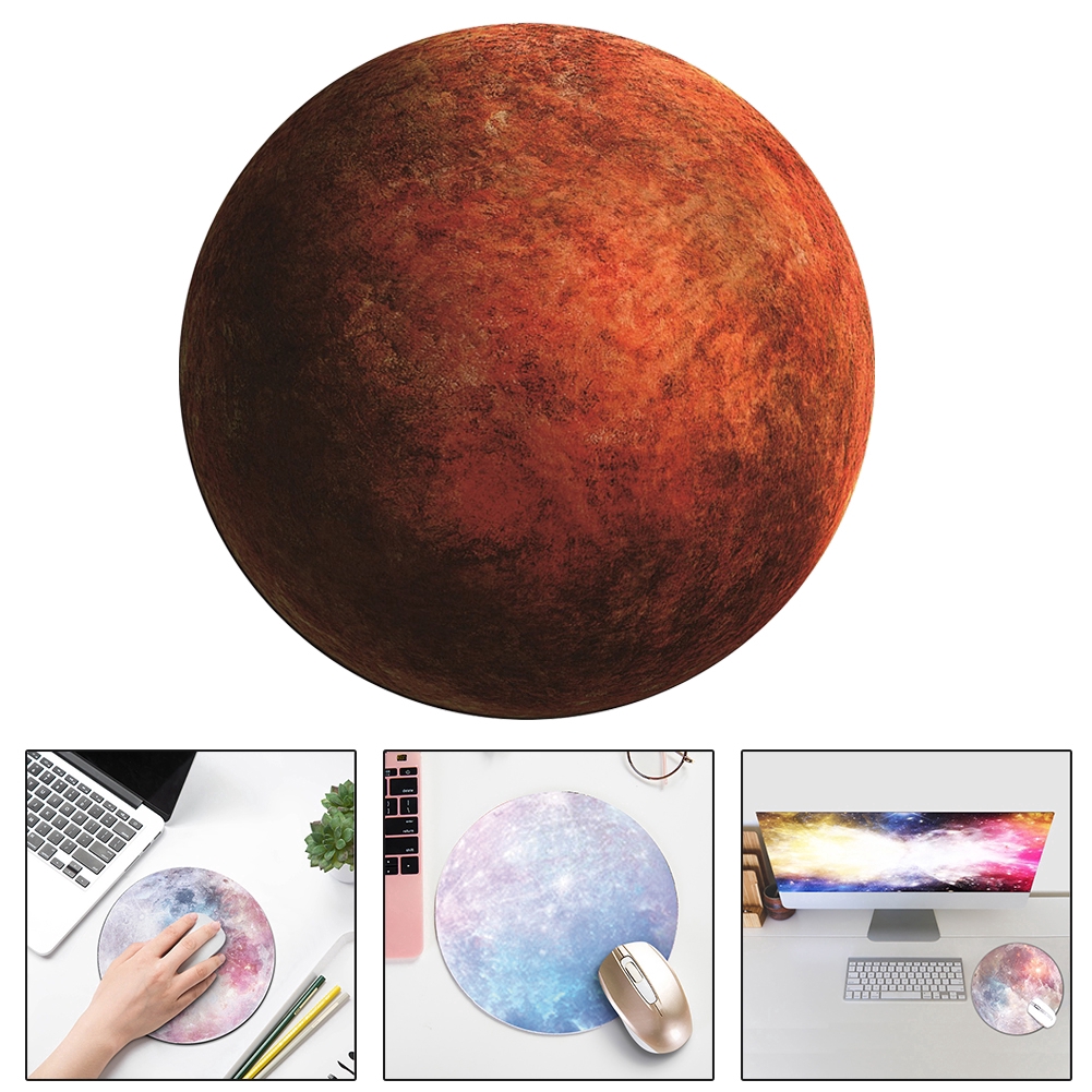 【YUKV】Planets Planet Mousepad Bentuk Bulat Motif Bintang Ukuran 200x200mm untuk Tablet