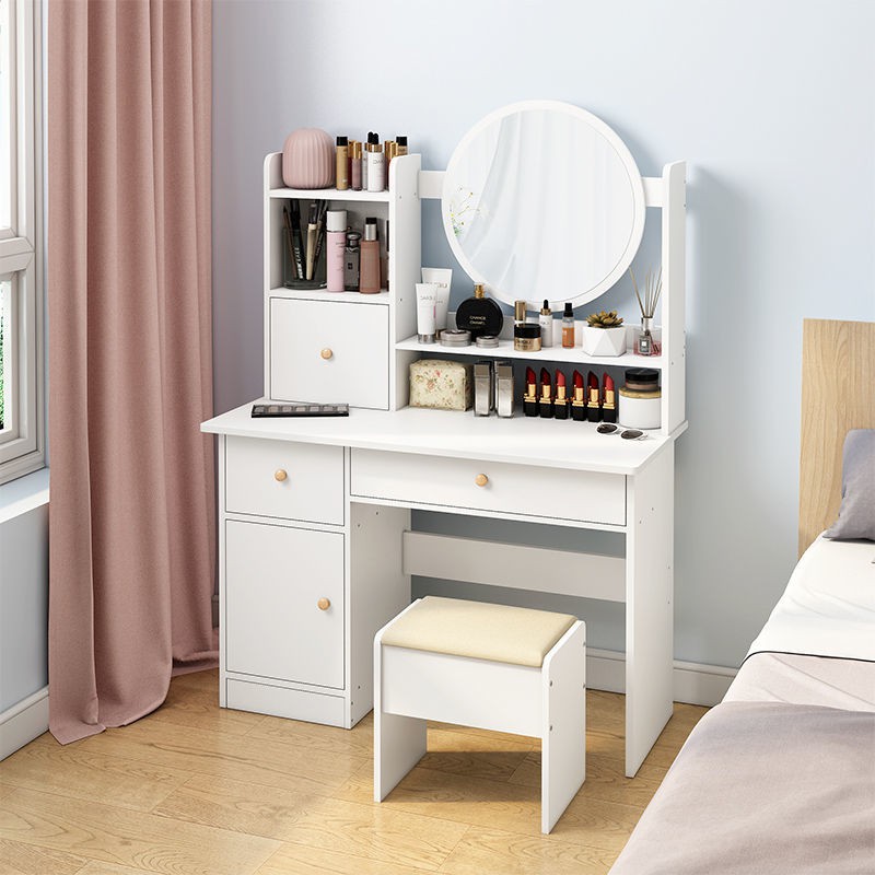 Bàn trang điểm phòng ngủ hiện đại tối giản kiểu Bắc Âu tủ tích hợp cách lưới màu đỏ nhỏ < | BigBuy360 - bigbuy360.vn